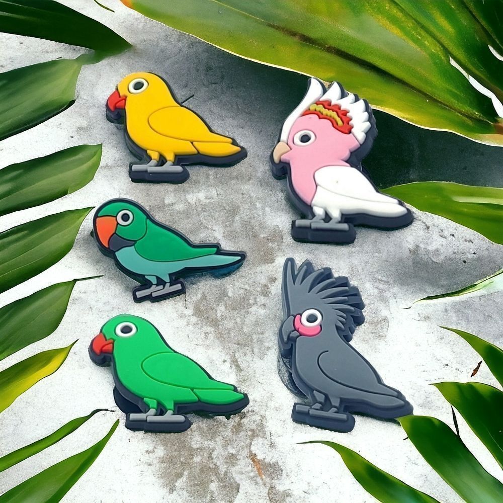Parakeet 5-Pack Shoe Charms 🐊 Cockatiel Parrot Lovebird Cockatoo 🦜Birds Pets